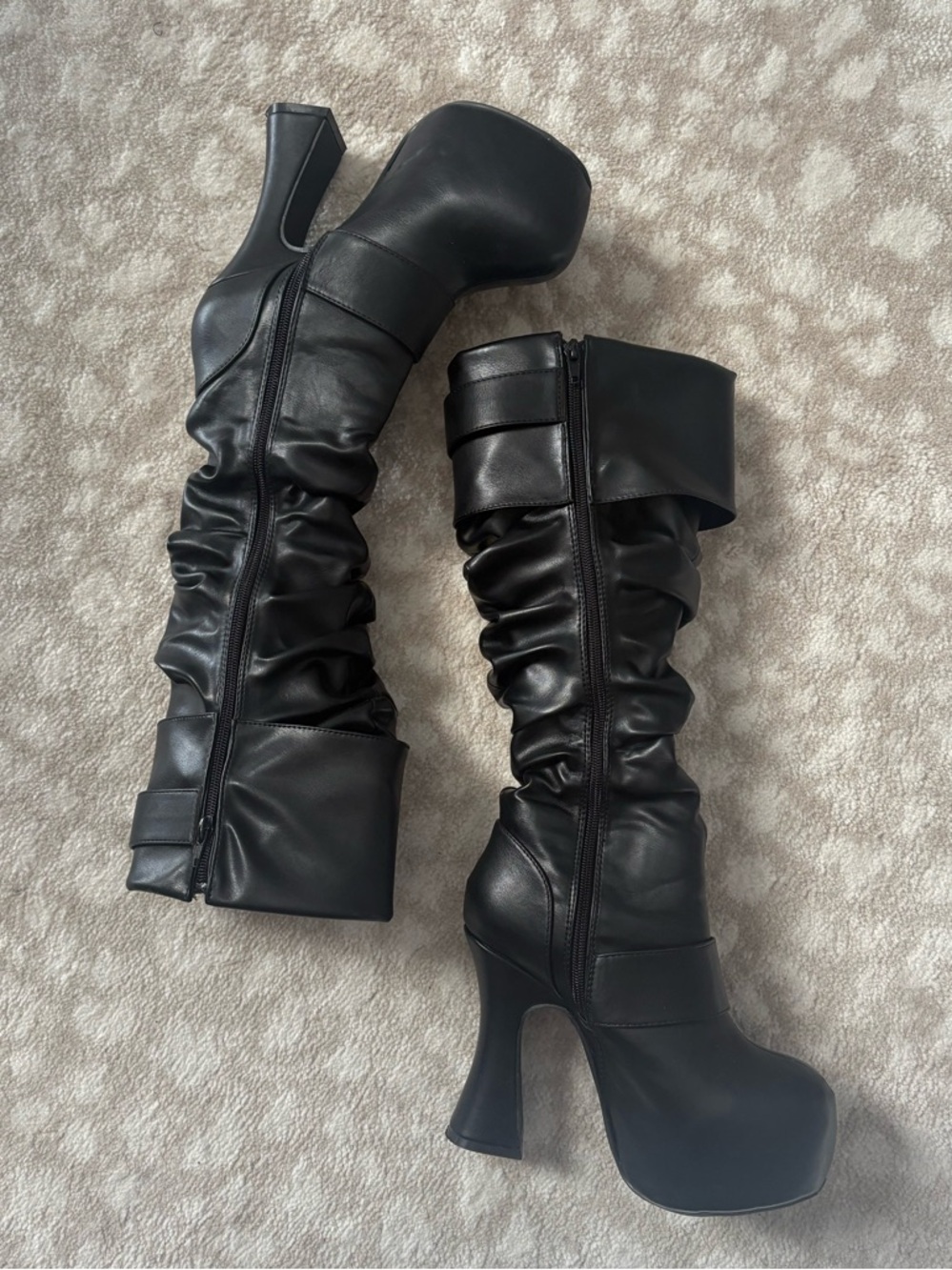 REN FAIRE SLOUCHY BOOTS - Black Slouchy Platform Buckle Knee Boot -Dollskill - Picture 3 of 3